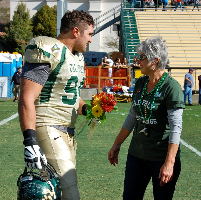 Senior captain and defensive lineman, Sullivan Grosz and his mother